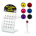 brlbi15 display expositor 24 labrets bio flexibles transparentes bola esterlina 2mm colores 8mm venta