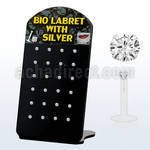 brlbi1 display 24 labrets bio flexibles transparentes zirconita redondas 2mm 8mm distribuidor mayorista