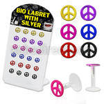 brlbi20 display 24 labrets bio flexibles transparentes paz plata esterlina colores 8mm distribuidor mayorista