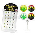 brlbi22 display 24 labrets bio flexibles transparentes plata esterlina presion 3mm logos marihuana variados 8mm distribuidor