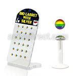 brlbi25 display 24 labrets bio flexibles transparentes plata esterlina presion 3mm logos bandera orgullo gay variados 8mm venta