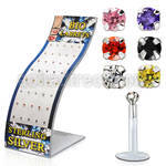 brlbi35 display 40 labrets bio flexibles transparentes zirconita redonda 2mm 8mm al por mayor