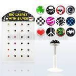 brlbi39 display 24 labrets transparentes bio flexibles plata esterlina presion 3mm logos variados 8mm distribuidor mayorista
