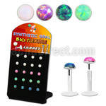 brlbi46 pequeno display 20 labrets bio flexibles transparentes plateada presion opalo 3mm al por mayor