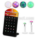 brlbi47 pequeno display 24 labrets bio flexibles transparentes plateada presion opalos sinteticos 1 5mm 2mm venta