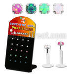 brlbi49 pequeno display 20 labrets bio flexibles transparentes plateada presion opalos sinteticos 2mm venta