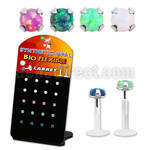 brlbi50 pequeno display 20 labrets bio flexibles transparentes plateada presion opalo 2 5mm al por mayor