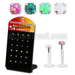 brlbi52 pequeno display 24 labrets bio flexibles transparentes plateada presion opalos sinteticos 1 5mm 2mm distribuidor