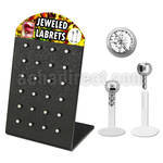 brlbic display expositor 24 labrets bio flexibles bola acero quirurgico 3mm cristal claros 8mm al por mayor