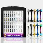 brmix20 display 60 bananas ceja acero quirurgico anodizado bolas conos 3mm 8mm distribuidor