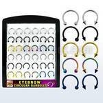 brmix22 display 36 barbells circulares ceja acero quirurgico variados bolas conos 3mm 8mm 10mm distribuidor mayorista