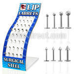 brmlb7 display 40 labrets acero 316l bolas conos 2mm 4mm 8mm mayorista