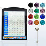 brnbbt display 120 piercings nariz hueso plata esterlina 925 0 6mm cristal redondo 1 5mm colores nacimiento al por mayor