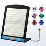 brnspm display 120 piercing nariz l plata 925 0 6mm cristal redondo 1 5mm mayorista