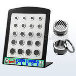 brpg110 distribuidor display 20 dilatadores tunel doble flare madera areng negra plugs aberturas conicas estriadas lados 6mm 14mm al por mayor