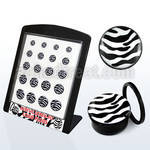 brpg137 display 20 dilatadores plug acrIlico negro rosca logo rayas negras blancas 6mm 14mm venta por mayor