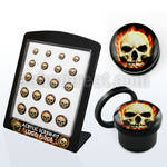 brpg137 distribuidor mayorista display 20 dilatadores plug acrIlico negro rosca logo rayas negras blancas 6mm 14mm distribuidor