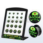 brpg159 distribuidor display 20 plugs doble flare acrIlico rosa logo panda blanco negro fondo rosa 6mm 14mm distribuidor mayorista