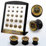 brpg166 display 20 plugs acrIlico negro doble flare logo piramide ojo 2g 916 6mm  14mm distribuidor