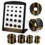 brpg225 ebony teak two tone double flare flesh tunnels 20pcs