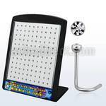 brs114 display 120 piercing nariz l acero quirurgico media bola 2 5mm cristal bisel claros al por mayor