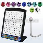 brs115 display 120 piercing nariz l acero quirurgico media bola 2 5mm cristal bisel mayorista