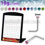 brs134m 316l steel nose studs round crystal tops assorted