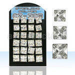 brsczsq9 display 12 pares piercings oreja plata esterlina grandes zirconia cuadradas claras 9mm 10mm distribuidor mayorista