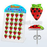 brsfd3 display 12 pares piercings oreja plata esterlina cristal ferido fresa distribuidor mayorista
