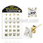 brsgp3 display 12 pares piercings oreja plata esterlina oro 18 kts zirconia claras cuadradas 3mm 8mm distribuidor