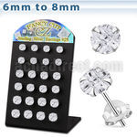 brsv9 display 12 pares piercings oreja plata esterlina zirconia corte lujoso redondas claras 6mm 8mm al por mayor
