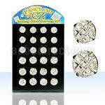 brsv9g display 12 pares piercings oreja plata esterlina zirconia corte lujoso redondas claras 9mm 10mm venta