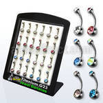 brubn2 display 24 piercings ombligo titanio g23 bolas joya 5 8mm 8mm 14mm distribuidor mayorista