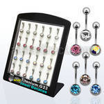 brubn3 display 24 piercings ombligo titanio g23 bola titanio liso 5mm bola titanio joya 8mm 8mm 14mm distribuidor mayorista