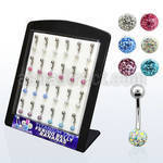 brubn4 display 24 piercings ombligo titanio g23 bola titanio liso 5mm bola multi cristal ferido 6mm 8mm 14mm distribuidor