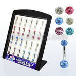 brubn5 display 24 piercings ombligo titanio g23 bolas 5 6mm multi cristal ferido 10mm 14mm al por mayor