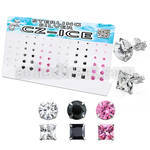 brzm36b display 36 pares piercings oreja plata 925 zirconia cuadradas redondas 3mm 8mm mayorista