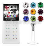 bxljy2 caja 24 labrets bio flexibles transparentes acero quirurgico 2 5mm presion cristal distribuidor mayorista