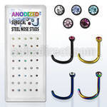 bxns10 caja 40 piercing nariz l acero quirurgico anodizado cristal redondo 2mm al por mayor
