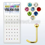 bxns2b caja 40 piercing nariz l acero quirurgico anodizado dorado cristal redondo 2mm al por mayor