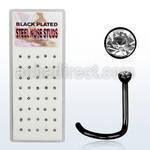bxns6 caja 40 piercing nariz l acero quirurgico anodizado negro cristal redondo 2mm distribuidor