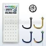bxns9 caja 40 piercing nariz l acero quirurgico anodizado cristal redondo 2mm venta