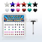 bxphs caja display piercing nariz hueso plata 0 6mm corazon estrella colores mayorista