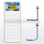 bxs101 caja display 40 piercing nariz l acero 316l brillo espejo bola cono 2mm distribuidor