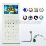 bxs107 caja 40 piercing nariz l acero quirurgico 1mm redonda cristal bisel 2mm recubrimiento ab mayorista