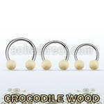 cbcr5 barbell circular organico barra acero 316l bolas madera cocodrilo 5mm distribuidor mayorista