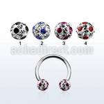 cbfr5a barbell circular acero quirurgico bolas multi cristal 5mm puntos mayorista