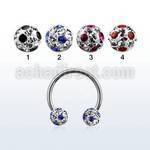 cbfr6a barbell circular acero quirurgico bolas 6mm multi cristal puntos distribuidor