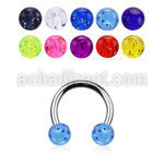 cbgt5 316l steel circular barbell acrylic glitter balls 5mm