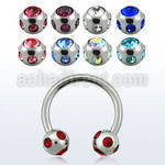 cbjb5 barbell circular acero quirurgico anodizado bolas multi cristal 5mm al por mayor